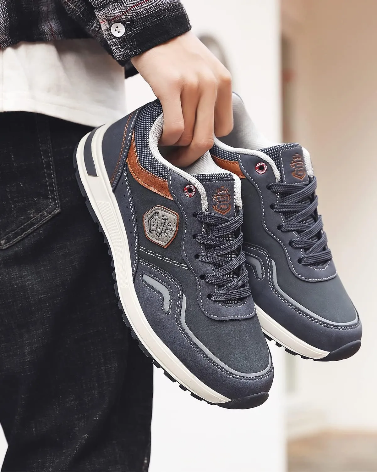 ARRIGO BELLO Men Shoes Casual Sneakers Fashion Low-Top Leather Non-Slip Walking Trainers Size 8-12