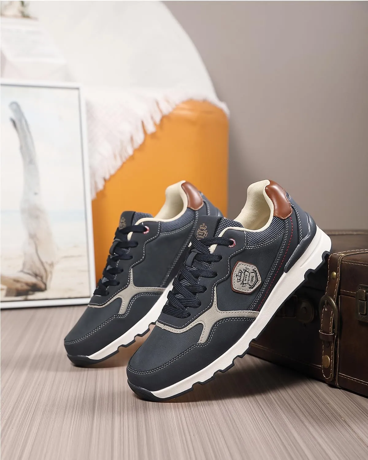 ARRIGO BELLO Men Shoes Casual Sneakers Fashion Low-Top Leather Non-Slip Walking Trainers Size 8-12