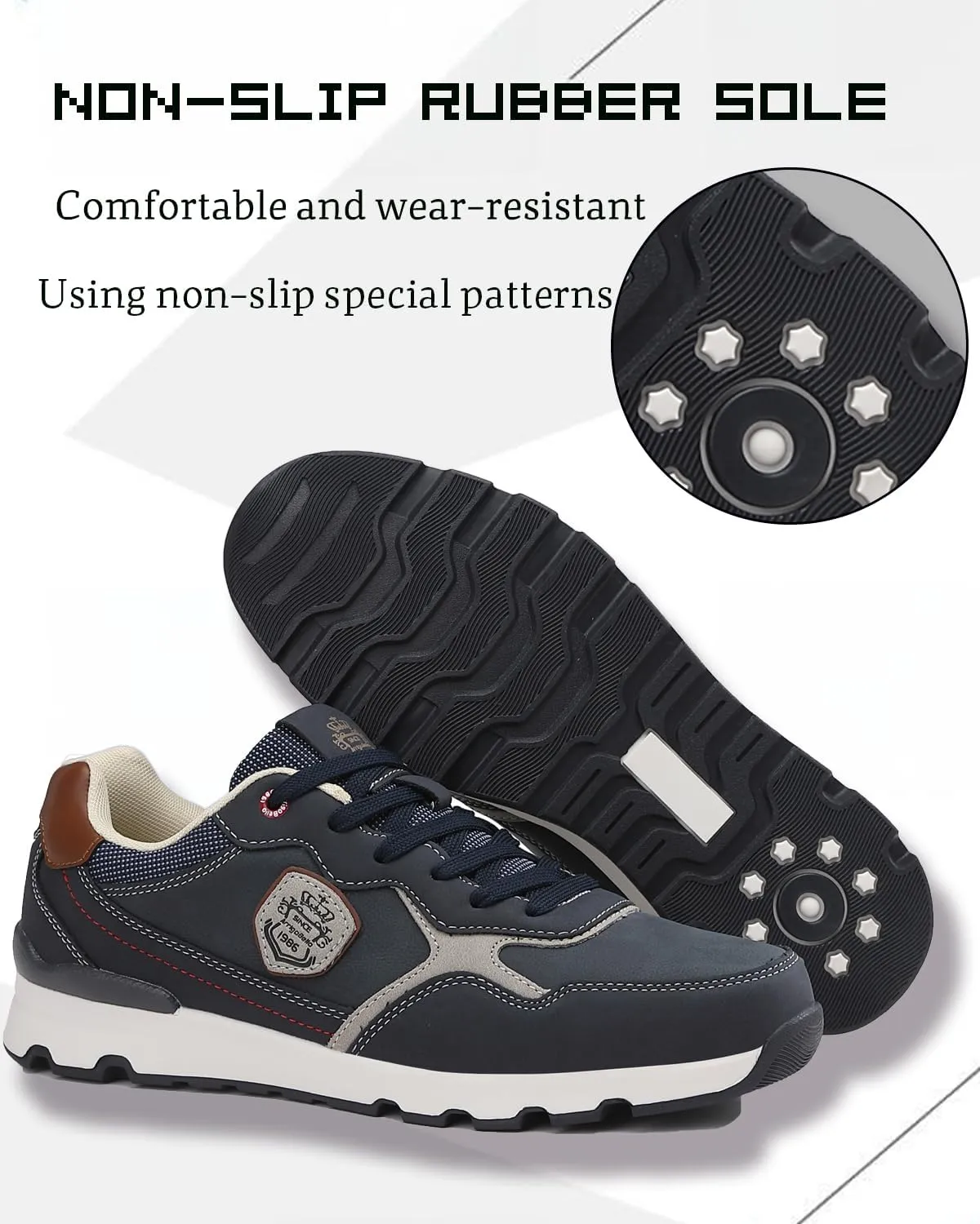 ARRIGO BELLO Men Shoes Casual Sneakers Fashion Low-Top Leather Non-Slip Walking Trainers Size 8-12