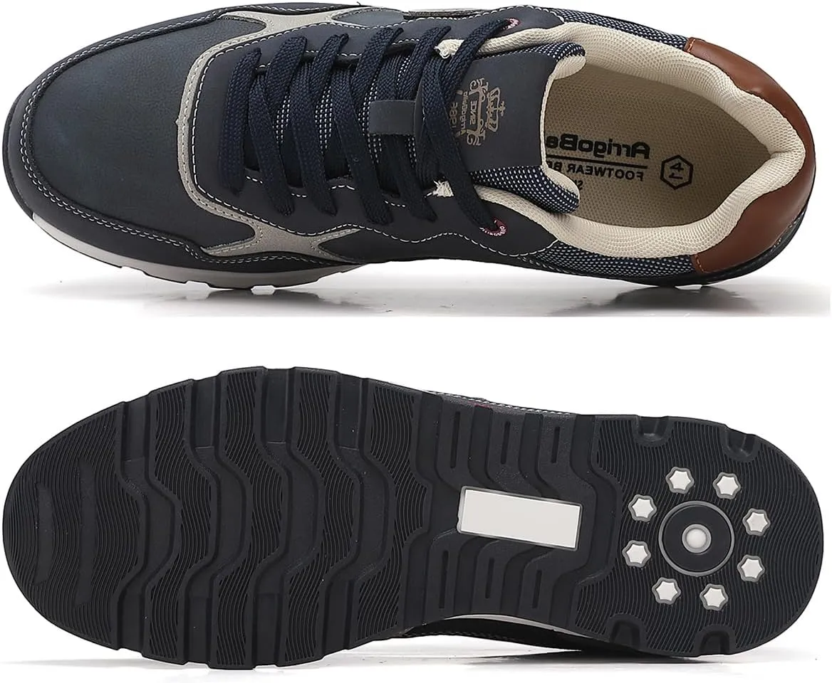 ARRIGO BELLO Men Shoes Casual Sneakers Fashion Low-Top Leather Non-Slip Walking Trainers Size 8-12