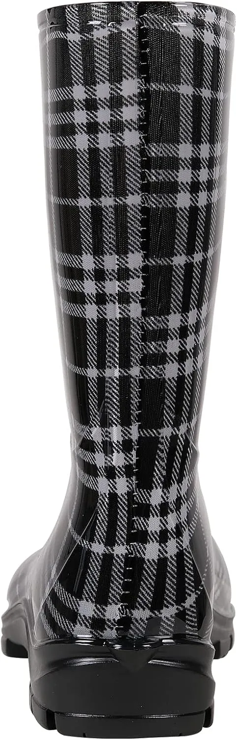 Asgard Women's Mid Calf Rain Boots Printed Waterproof Rubber Boots Short Garden Shose