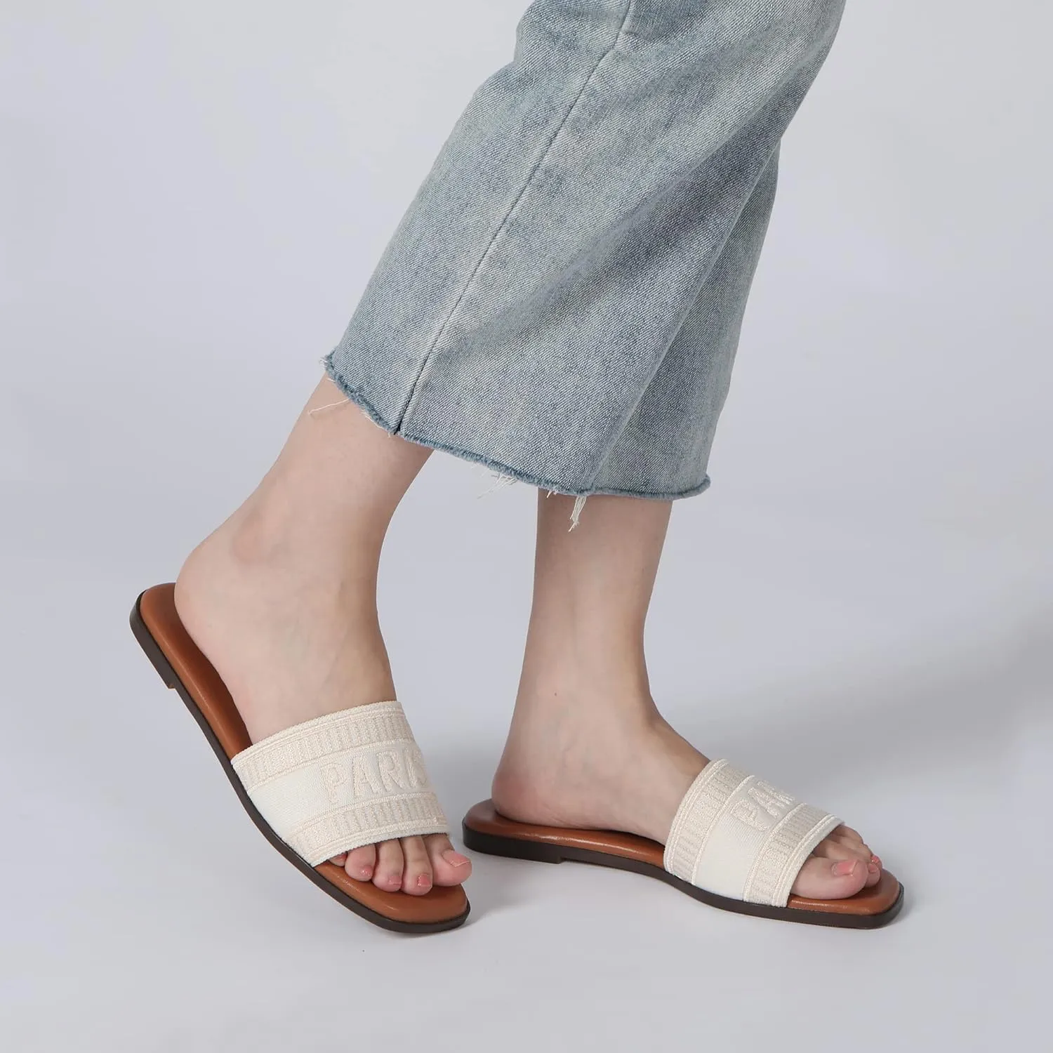Athlefit Women's Flat Sandals Comfortable Slide Sandals Dressy Summer 2025