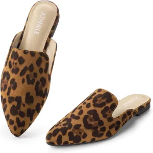 ATHMILE Mules for Women Flats Shoes Comfortable Business Work Dress Casual Womens Mules Flats Closed Pointed Toe Slip on Mules Flats for Ladies