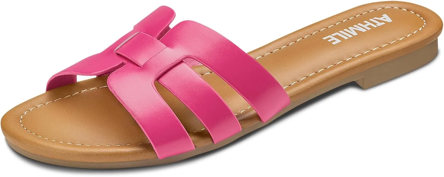ATHMILE Sandals for Women 2025 Vacation Womens Sandals Dressy Summer Flats Sandals Women Slides for Party Wedding Beach