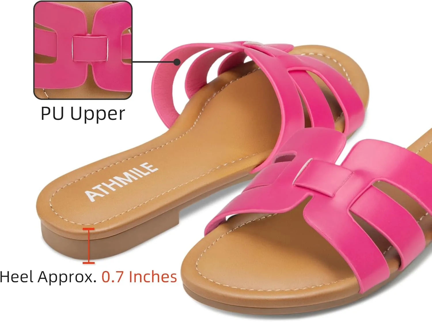 ATHMILE Sandals for Women 2025 Vacation Womens Sandals Dressy Summer Flats Sandals Women Slides for Party Wedding Beach