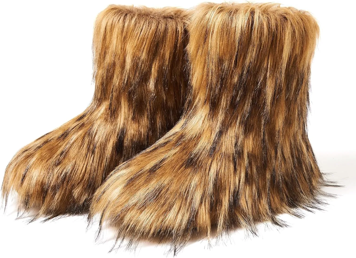 AUSLAND Women's Faux Fur Boots - Furry Fluffy Winter Snow Boots for Women, Fleece Lined Warm Comfortable Outdoor Mid-Calf Boots 9368