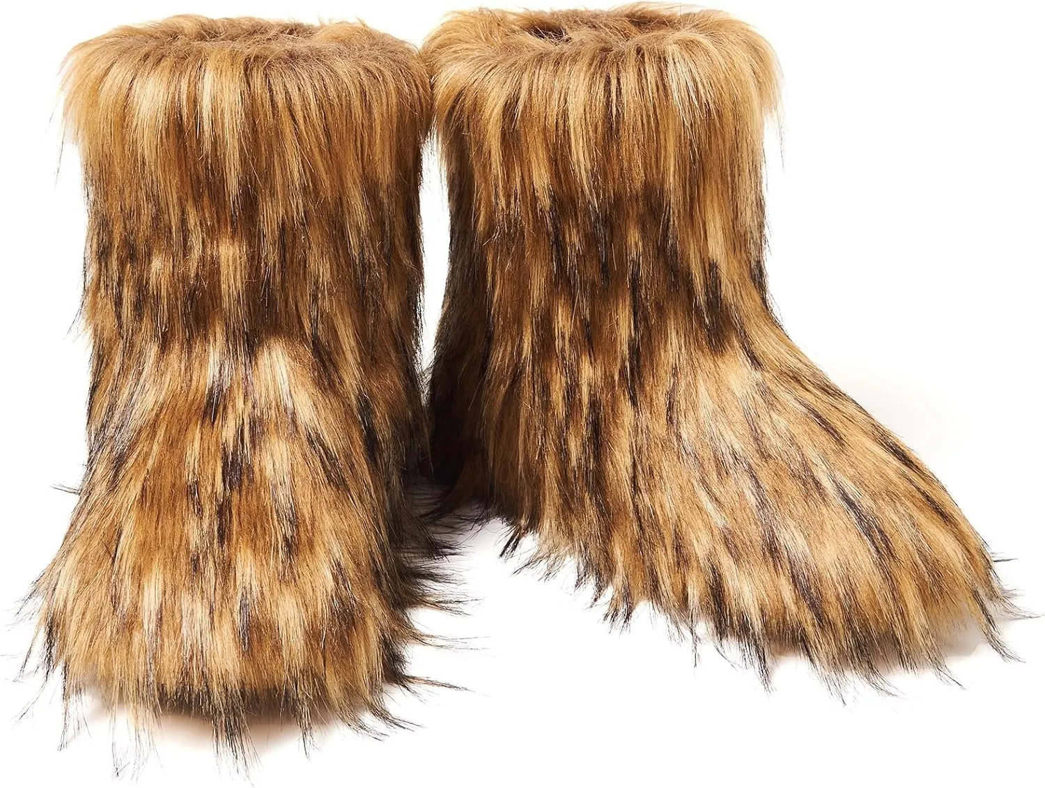 AUSLAND Women's Faux Fur Boots - Furry Fluffy Winter Snow Boots for Women, Fleece Lined Warm Comfortable Outdoor Mid-Calf Boots 9368