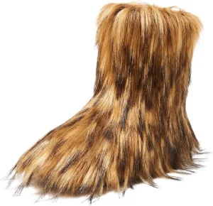 AUSLAND Women's Faux Fur Boots - Furry Fluffy Winter Snow Boots for Women, Fleece Lined Warm Comfortable Outdoor Mid-Calf Boots 9368