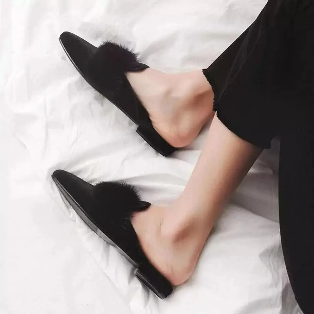 Axellion Comfortable Embroidered Mules for Women, Slip-on Backless Loafers with Pointed Toe, Stylish Flat Slides for Casual & Business Wear