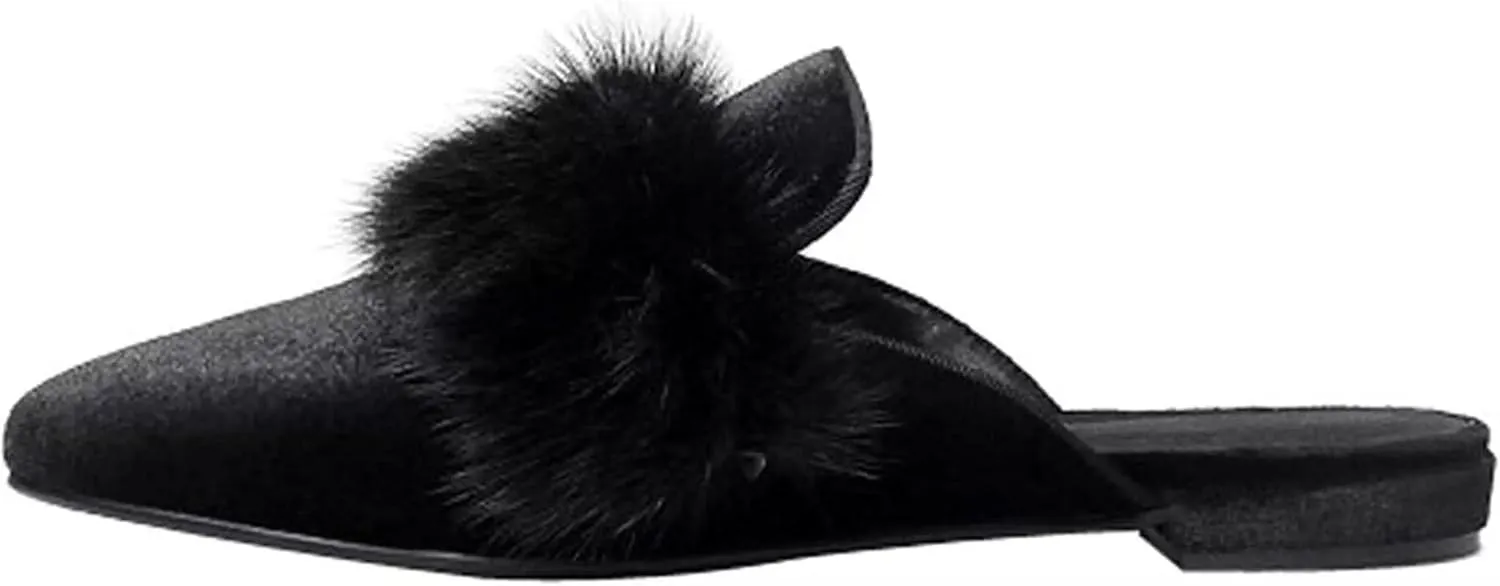 Axellion Comfortable Embroidered Mules for Women, Slip-on Backless Loafers with Pointed Toe, Stylish Flat Slides for Casual & Business Wear