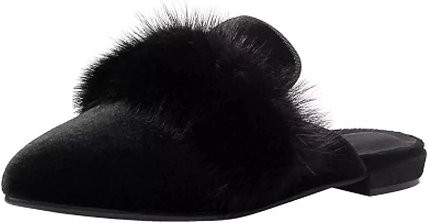 Axellion Comfortable Embroidered Mules for Women, Slip-on Backless Loafers with Pointed Toe, Stylish Flat Slides for Casual & Business Wear