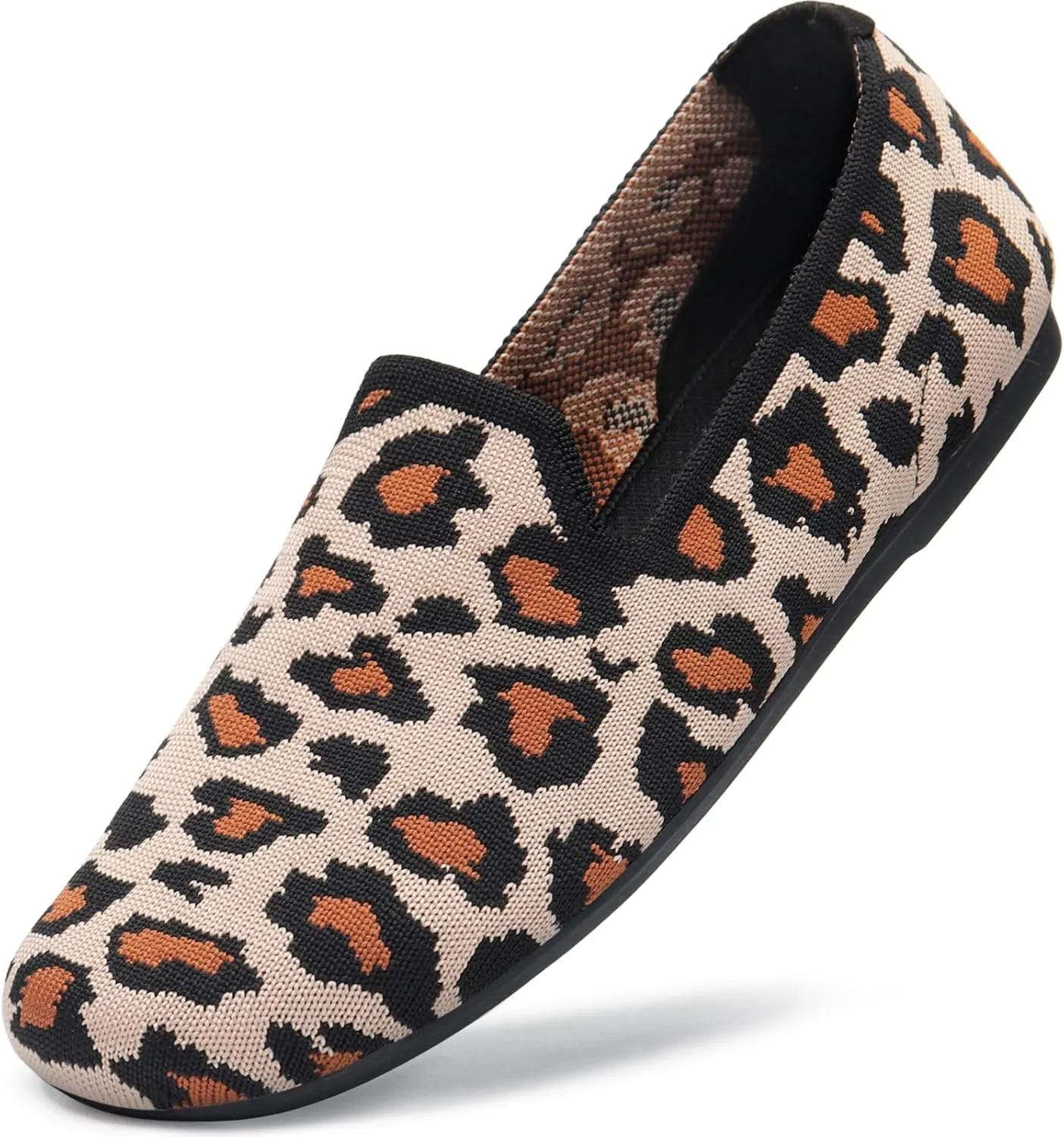 Bacia Wide Loafers for Women Knit Comfortable Business Casual Shoes Square Toe Dressy Flats