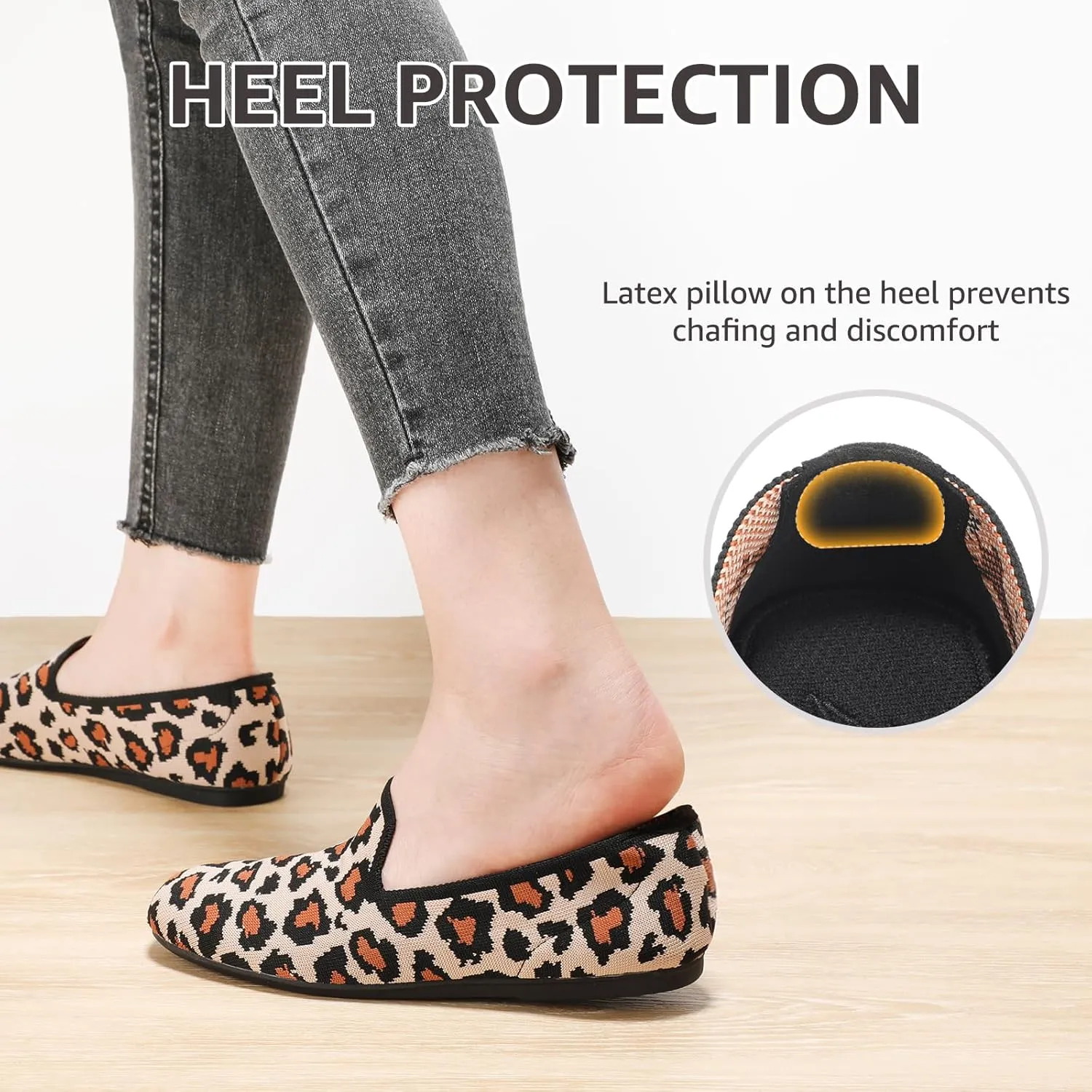 Bacia Wide Loafers for Women Knit Comfortable Business Casual Shoes Square Toe Dressy Flats
