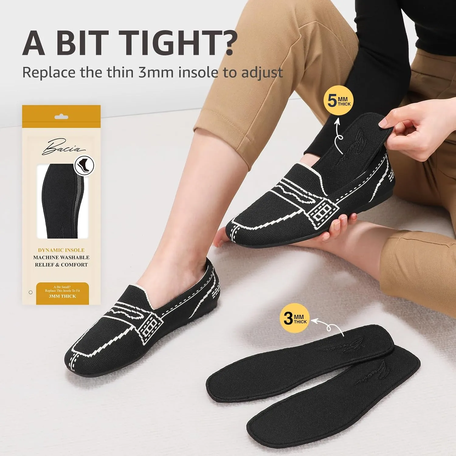 Bacia Wide Loafers for Women Knit Comfortable Business Casual Shoes Square Toe Dressy Flats