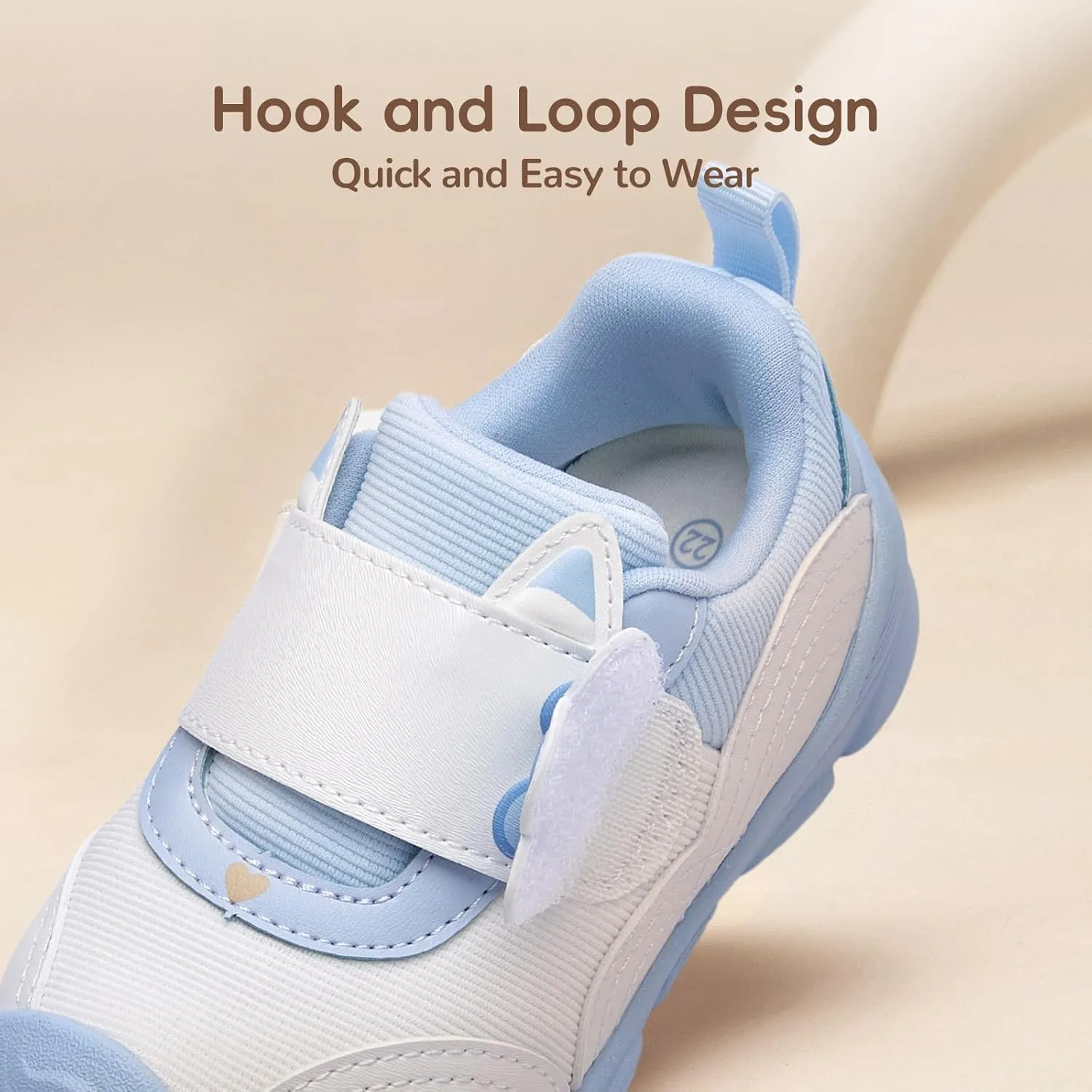 Balabala Toddler Casual Sneakers Unisex Kids Walking Shoes with Hook and Loop, Breathable Cozy and Lightweight