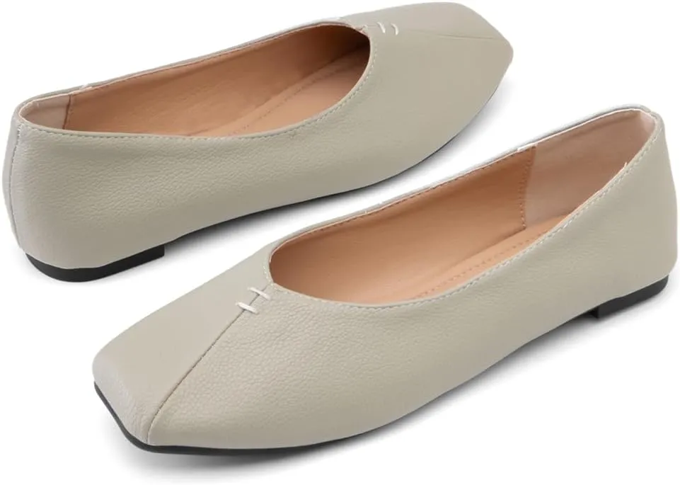 Ballet Flats for Womens Girls Square Toe Soft Comfortable Slip On Ballerina Walking Loafers Dress Shoes