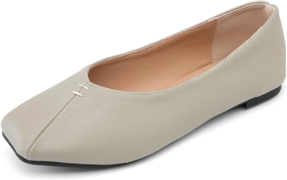 Ballet Flats for Womens Girls Square Toe Soft Comfortable Slip On Ballerina Walking Loafers Dress Shoes