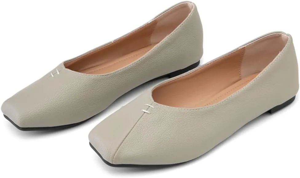 Ballet Flats for Womens Girls Square Toe Soft Comfortable Slip On Ballerina Walking Loafers Dress Shoes