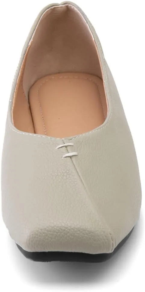 Ballet Flats for Womens Girls Square Toe Soft Comfortable Slip On Ballerina Walking Loafers Dress Shoes