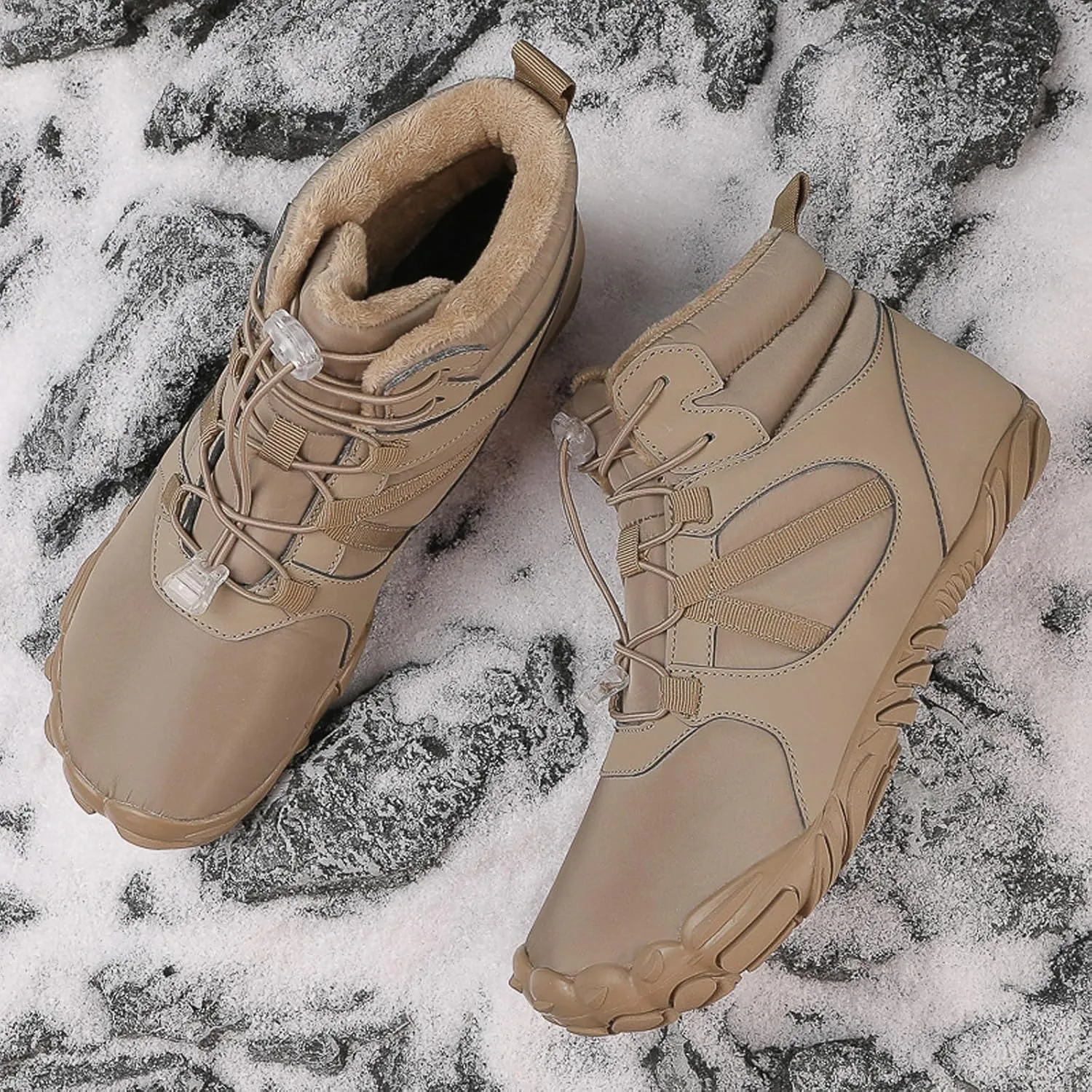 Barefoot Shoes Mens Womens Winter Warm Wide Toe Box Minimalist Zero Drop Outdoor Sole High-top Walking Shoes Snow Boots