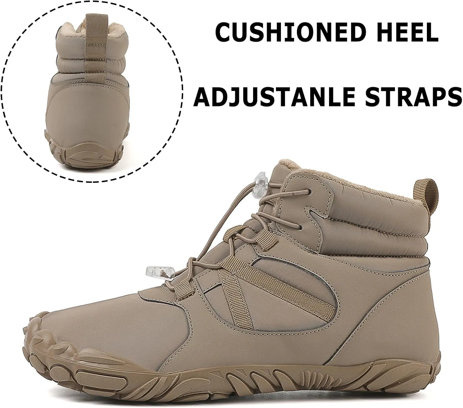 Barefoot Shoes Mens Womens Winter Warm Wide Toe Box Minimalist Zero Drop Outdoor Sole High-top Walking Shoes Snow Boots
