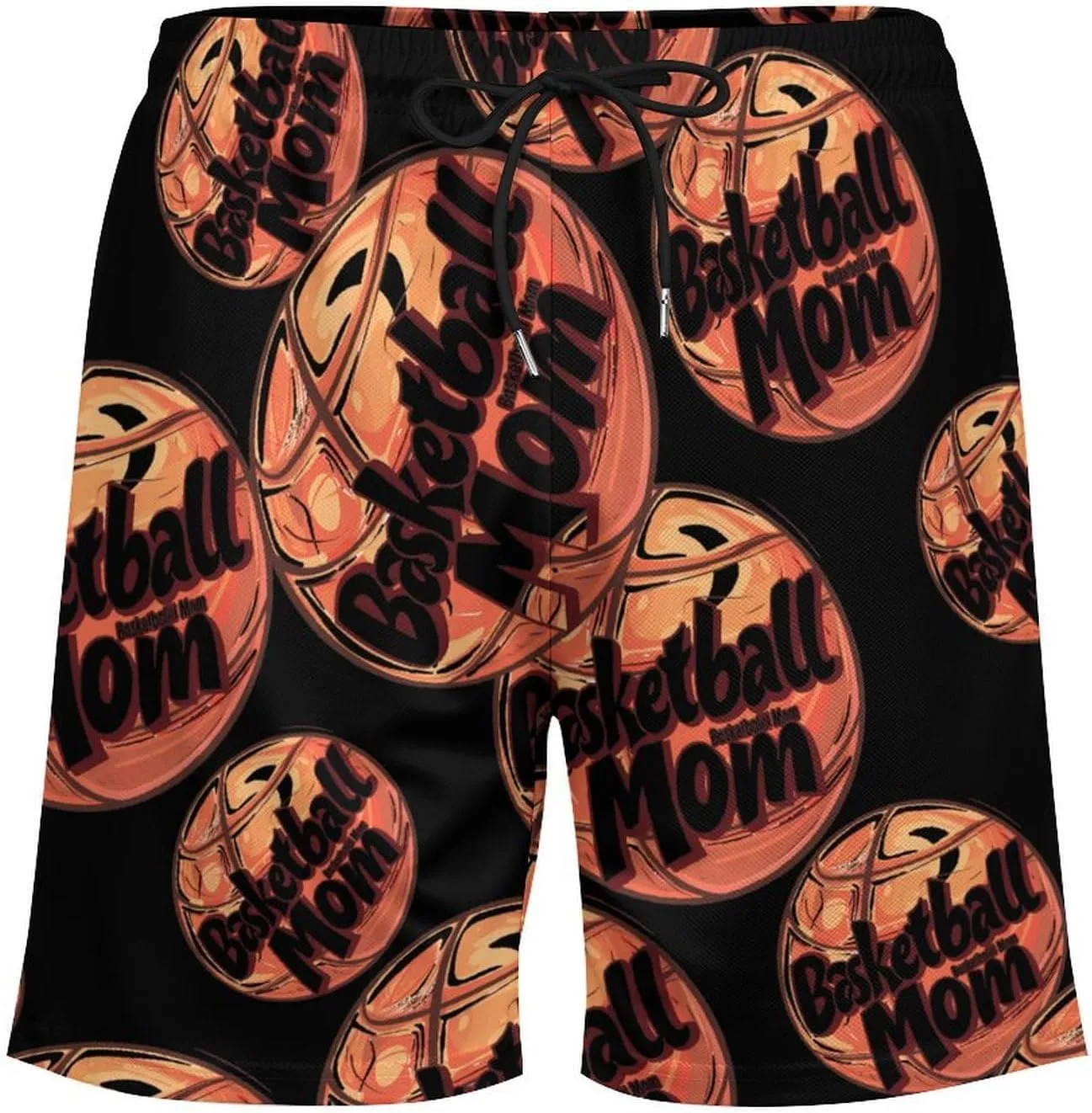 Basketball Mom Men's Swim Trunks Quick Dry Board Shorts Swimwear Beach Shorts with Compression Liner