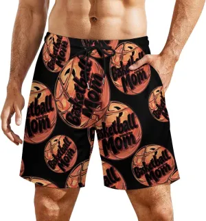 Basketball Mom Men's Swim Trunks Quick Dry Board Shorts Swimwear Beach Shorts with Compression Liner