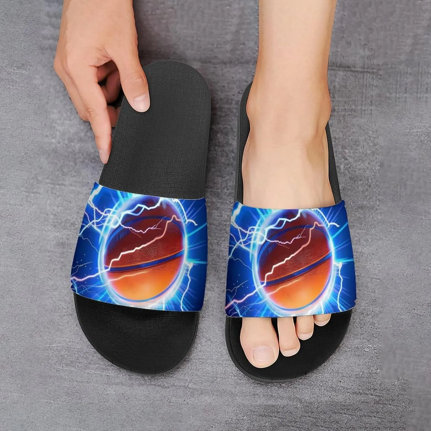 Basketball Thunder House Sandals Non Slip Slippers Quick Drying Bathroom Shower Shoes for Women Men
