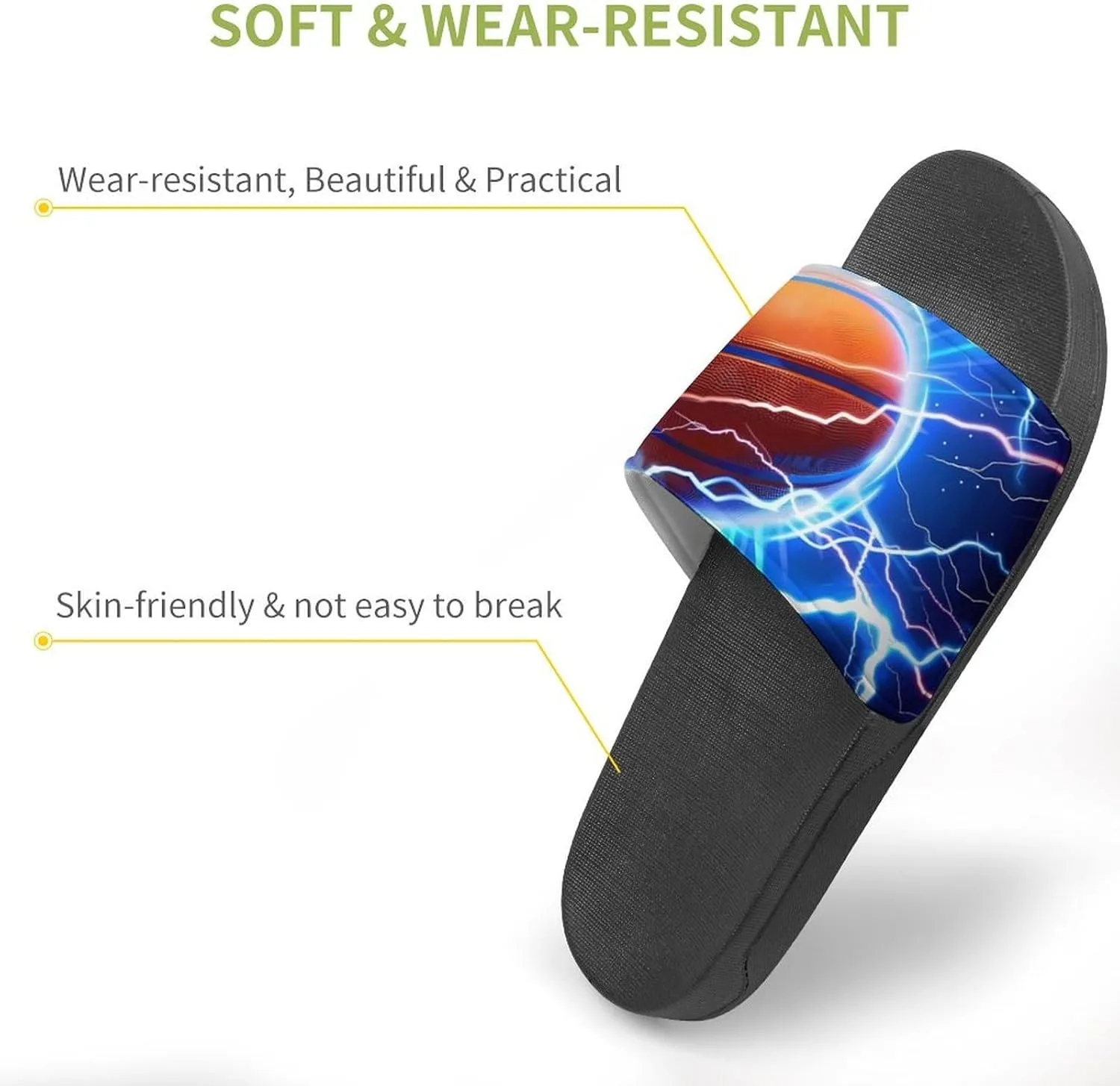 Basketball Thunder House Sandals Non Slip Slippers Quick Drying Bathroom Shower Shoes for Women Men