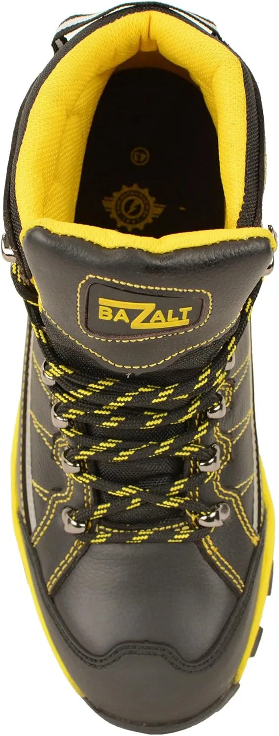 Bazalt MBM9122 Men's Black with Yellow Water and Frost Proof Leather Outdoor Lace-Up Boots - 7
