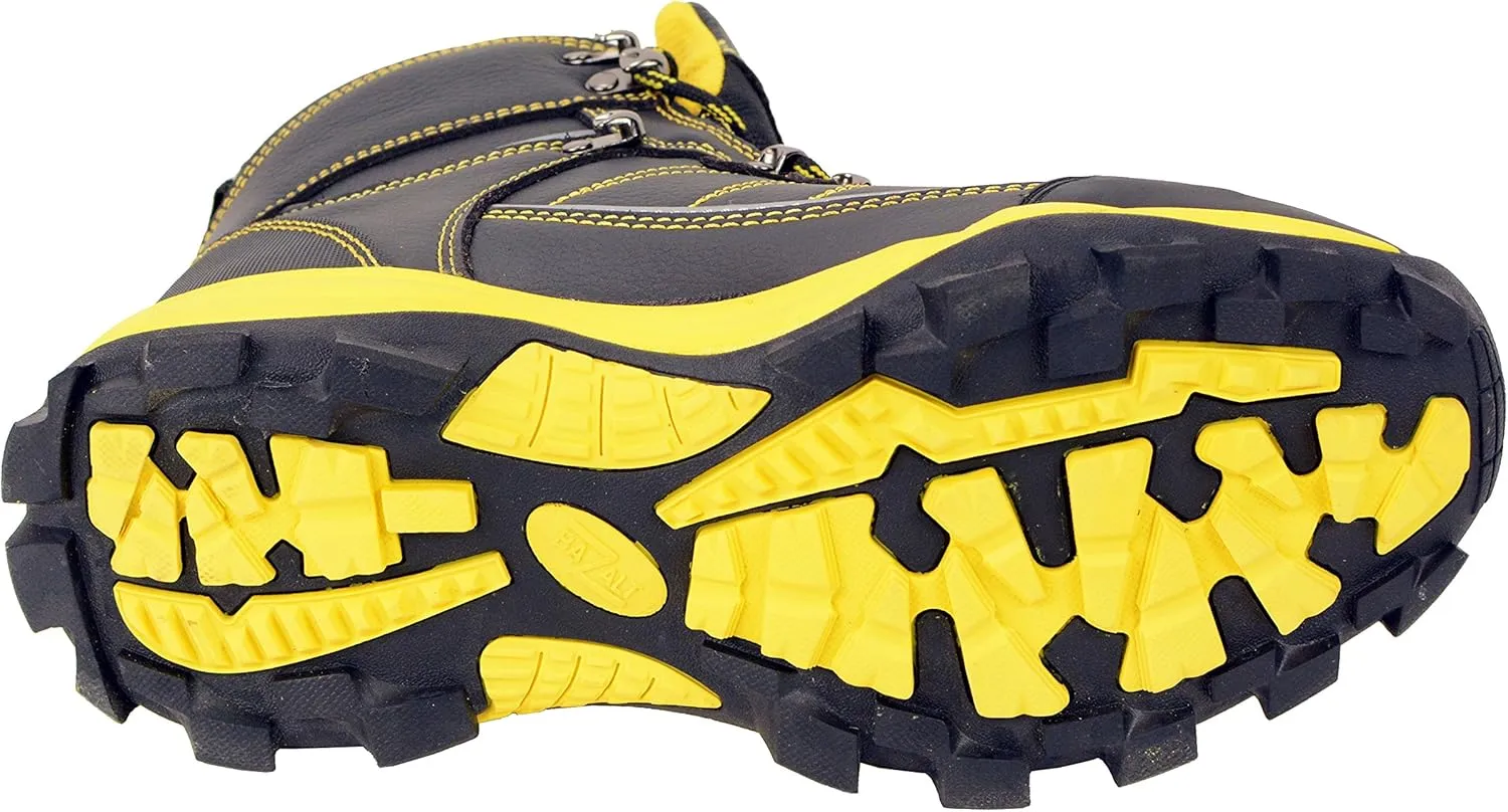 Bazalt MBM9122 Men's Black with Yellow Water and Frost Proof Leather Outdoor Lace-Up Boots - 7