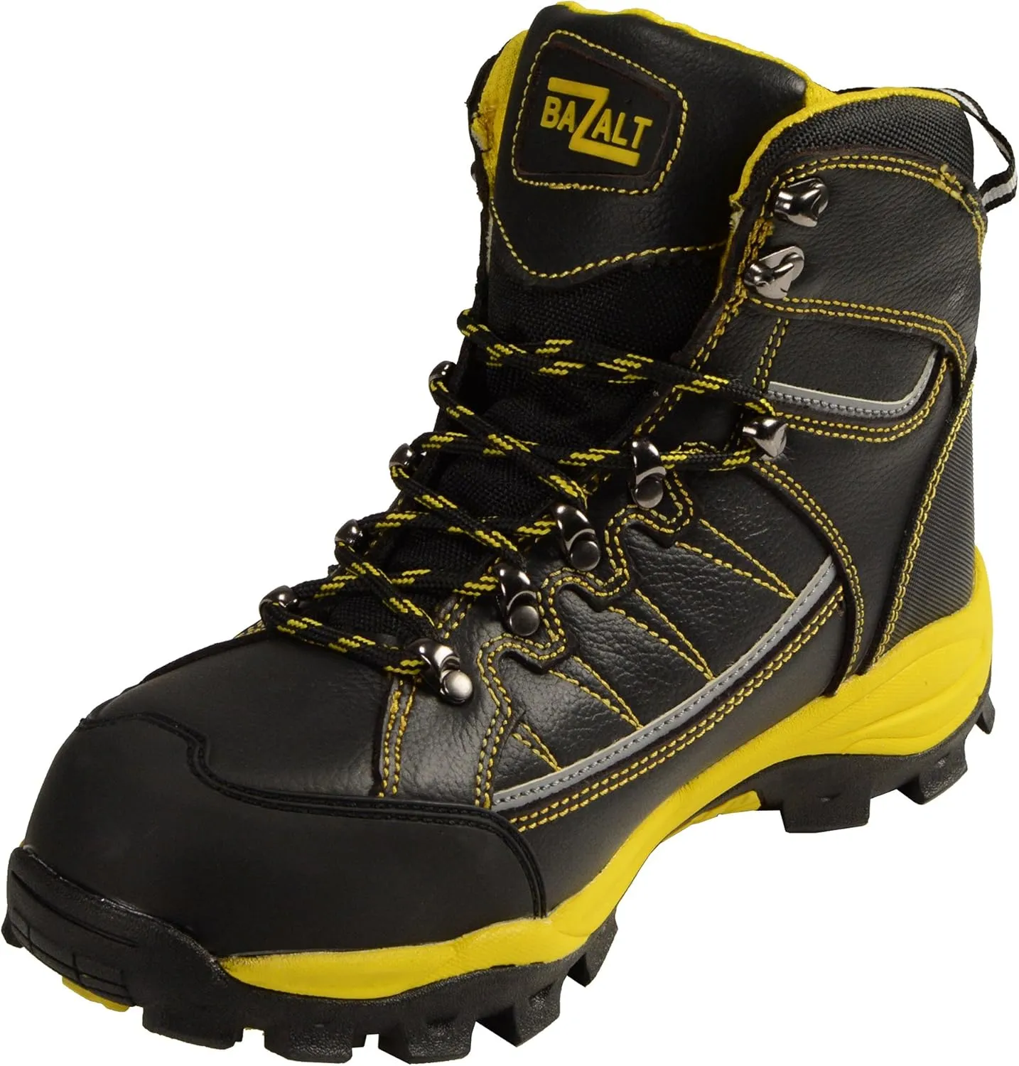 Bazalt MBM9122 Men's Black with Yellow Water and Frost Proof Leather Outdoor Lace-Up Boots - 7