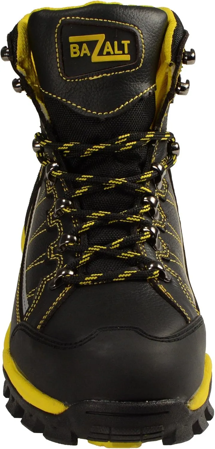 Bazalt MBM9122 Men's Black with Yellow Water and Frost Proof Leather Outdoor Lace-Up Boots - 7