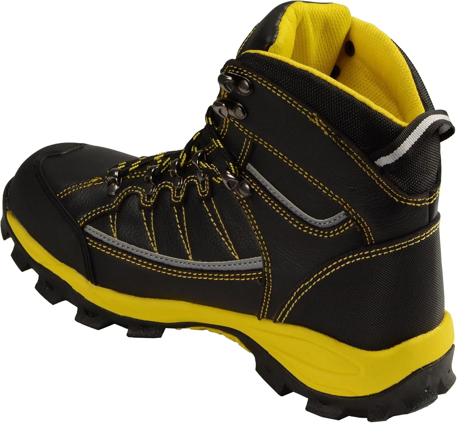 Bazalt MBM9122 Men's Black with Yellow Water and Frost Proof Leather Outdoor Lace-Up Boots - 7