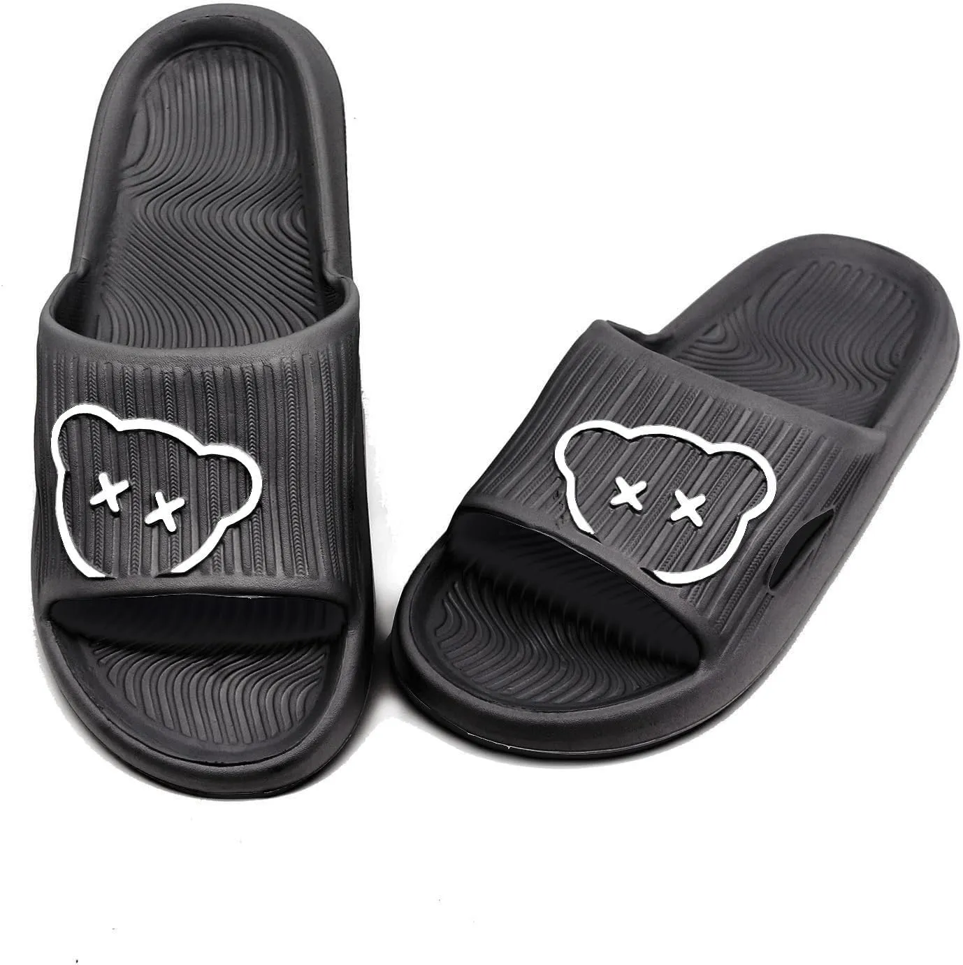 Bear Slides Smiley Face Sandals Slippers for Women and Men Ultra Comfort Non-Slip Shower Sandals Indoor and Outdoor Use Quick Drying Pool Party Home