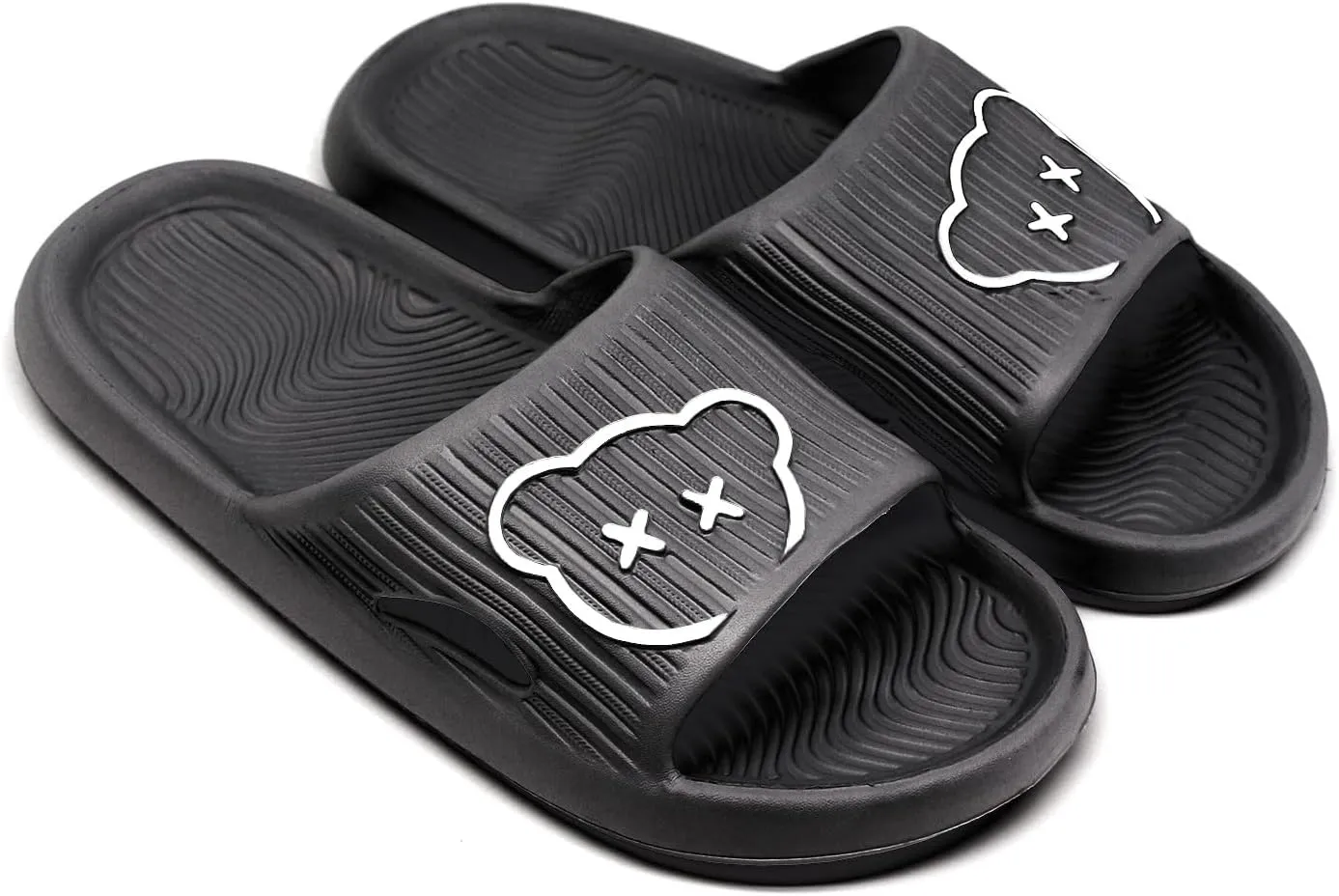 Bear Slides Smiley Face Sandals Slippers for Women and Men Ultra Comfort Non-Slip Shower Sandals Indoor and Outdoor Use Quick Drying Pool Party Home