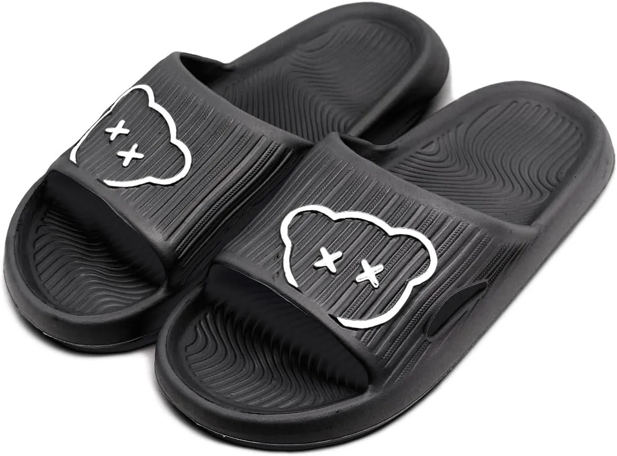 Bear Slides Smiley Face Sandals Slippers for Women and Men Ultra Comfort Non-Slip Shower Sandals Indoor and Outdoor Use Quick Drying Pool Party Home