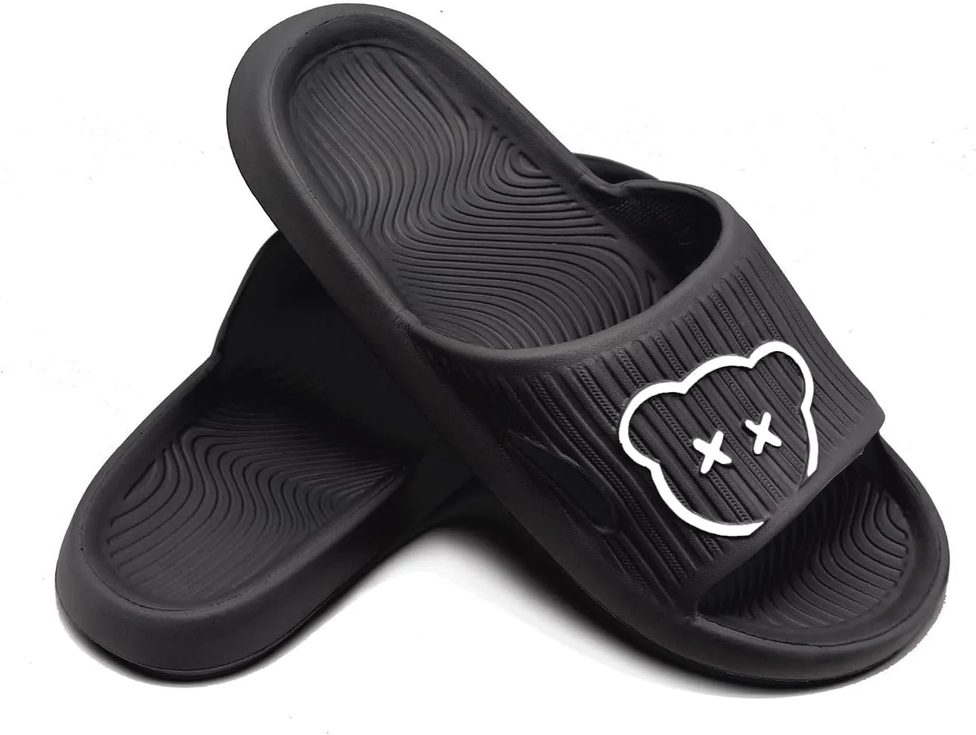 Bear Slides Smiley Face Sandals Slippers for Women and Men Ultra Comfort Non-Slip Shower Sandals Indoor and Outdoor Use Quick Drying Pool Party Home