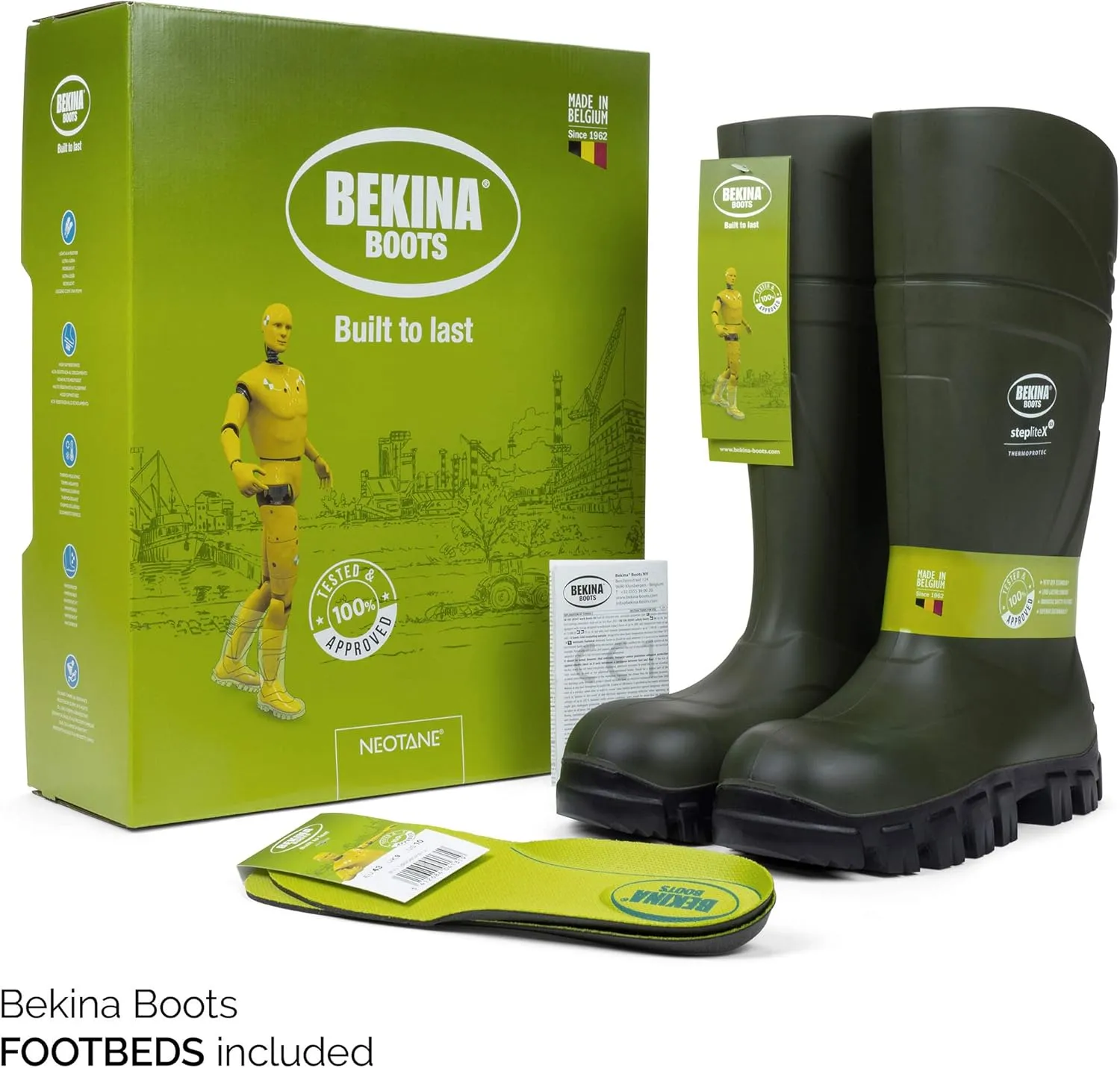 Bekina StepliteX ThermoProtec S5 Insulated Wellington Boots for Men and Women - Lightweight Waterproof Non Slip Composite Toe Work Boots for Men and Women; ASTM Rated