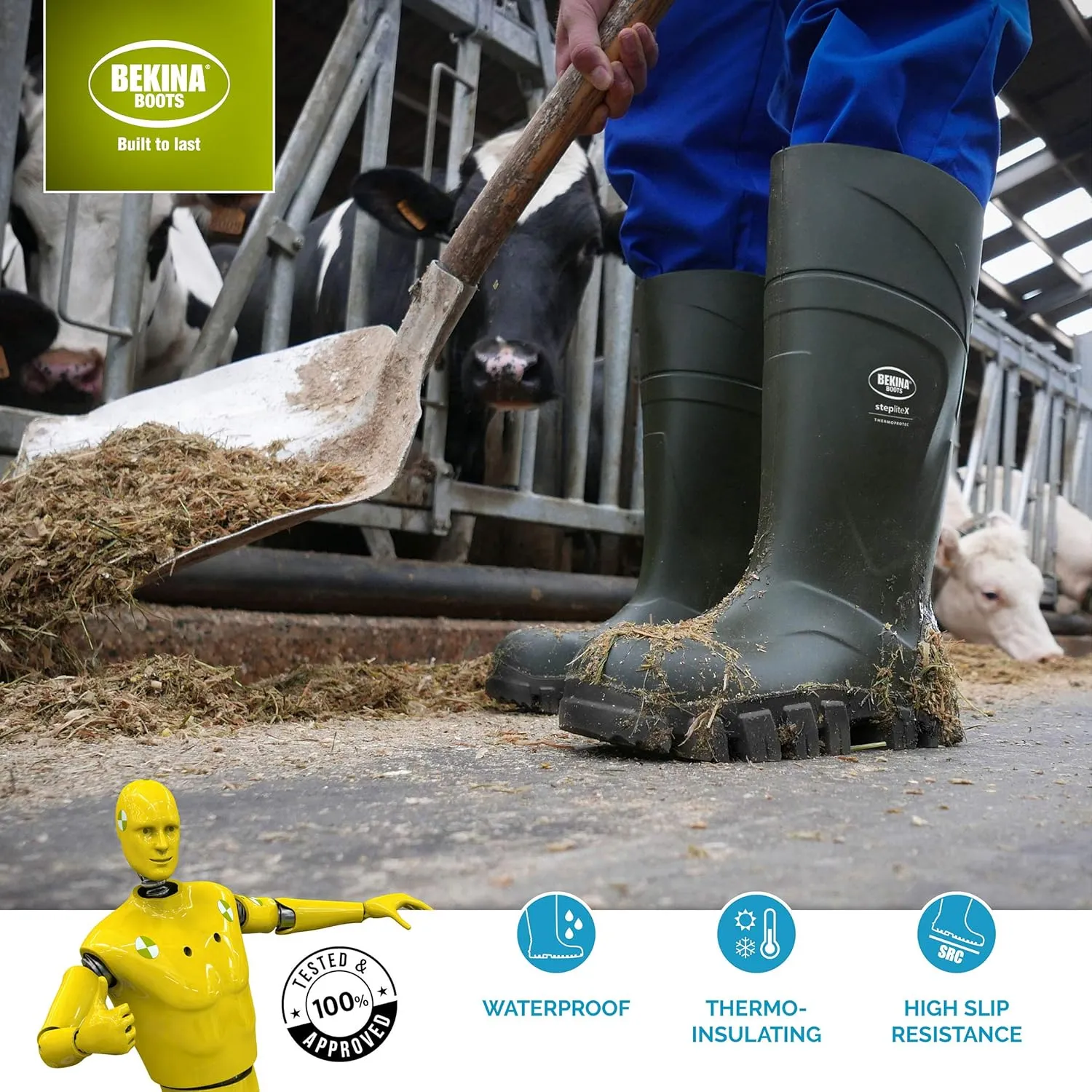 Bekina StepliteX ThermoProtec S5 Insulated Wellington Boots for Men and Women - Lightweight Waterproof Non Slip Composite Toe Work Boots for Men and Women; ASTM Rated