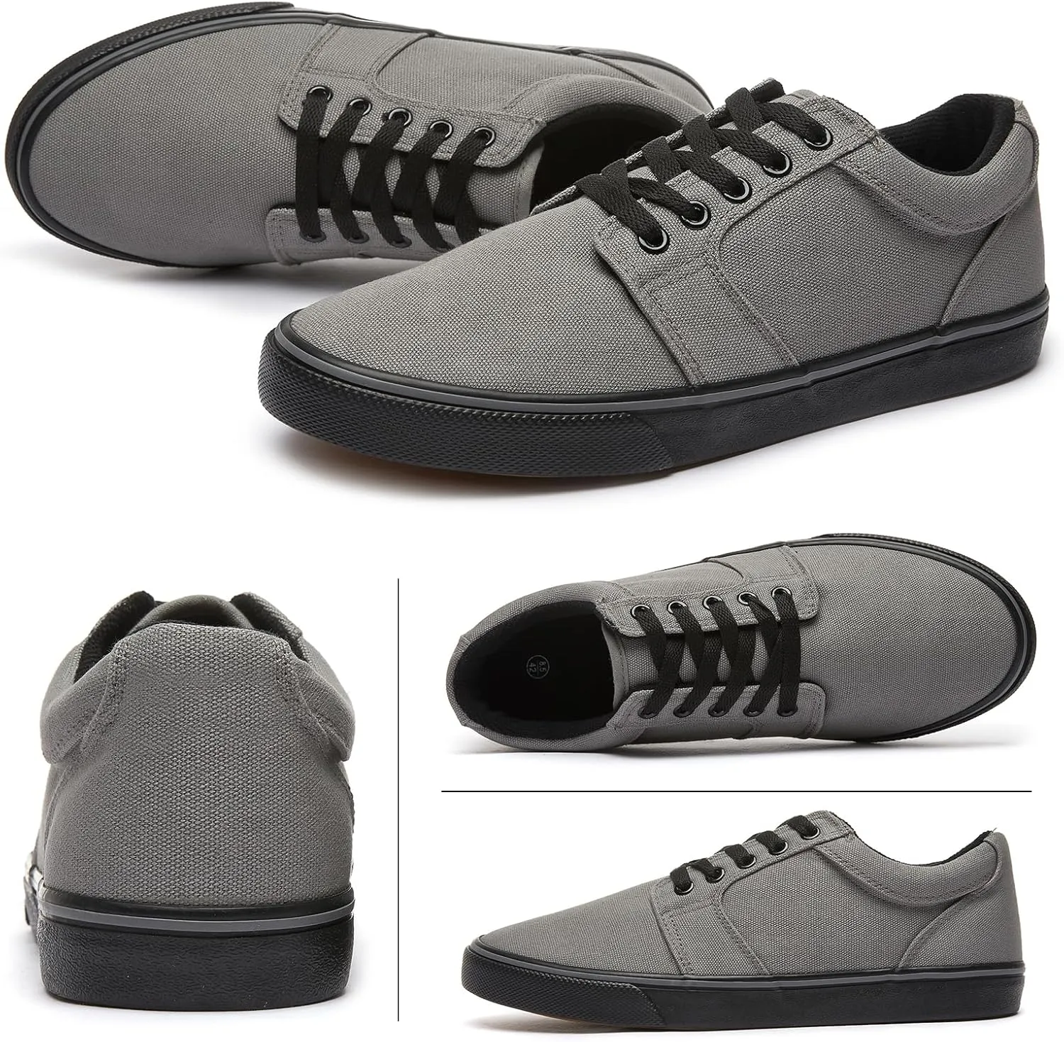 BENPAO Mens White Casual Shoes All Black Fashion Sneakers for Men Low Top Lace Up Canvas Shoes