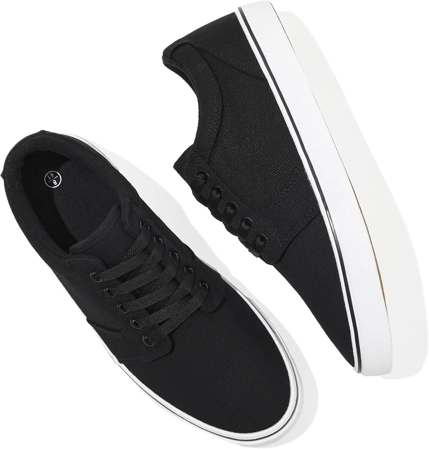 BENPAO Mens White Casual Shoes All Black Fashion Sneakers for Men Low Top Lace Up Canvas Shoes