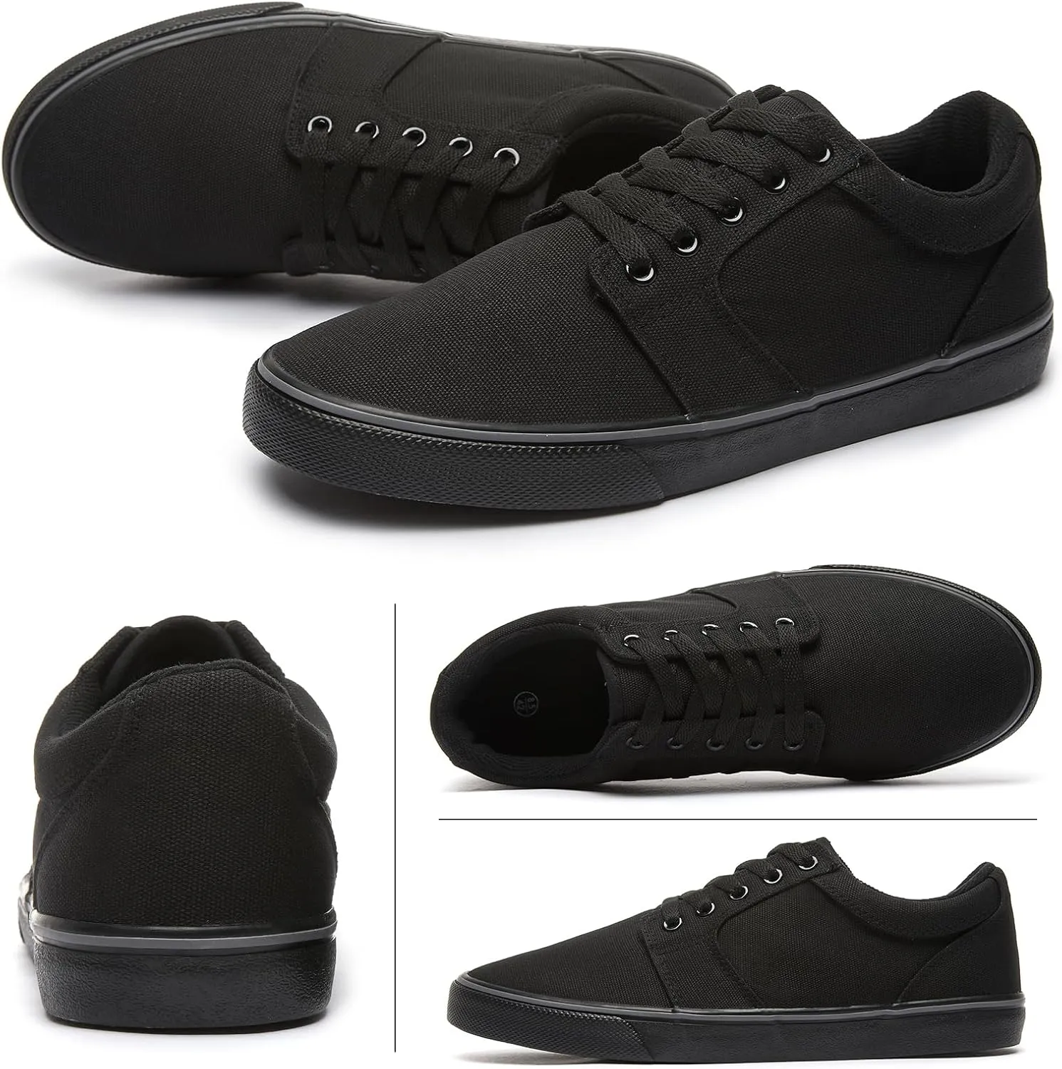 BENPAO Mens White Casual Shoes All Black Fashion Sneakers for Men Low Top Lace Up Canvas Shoes