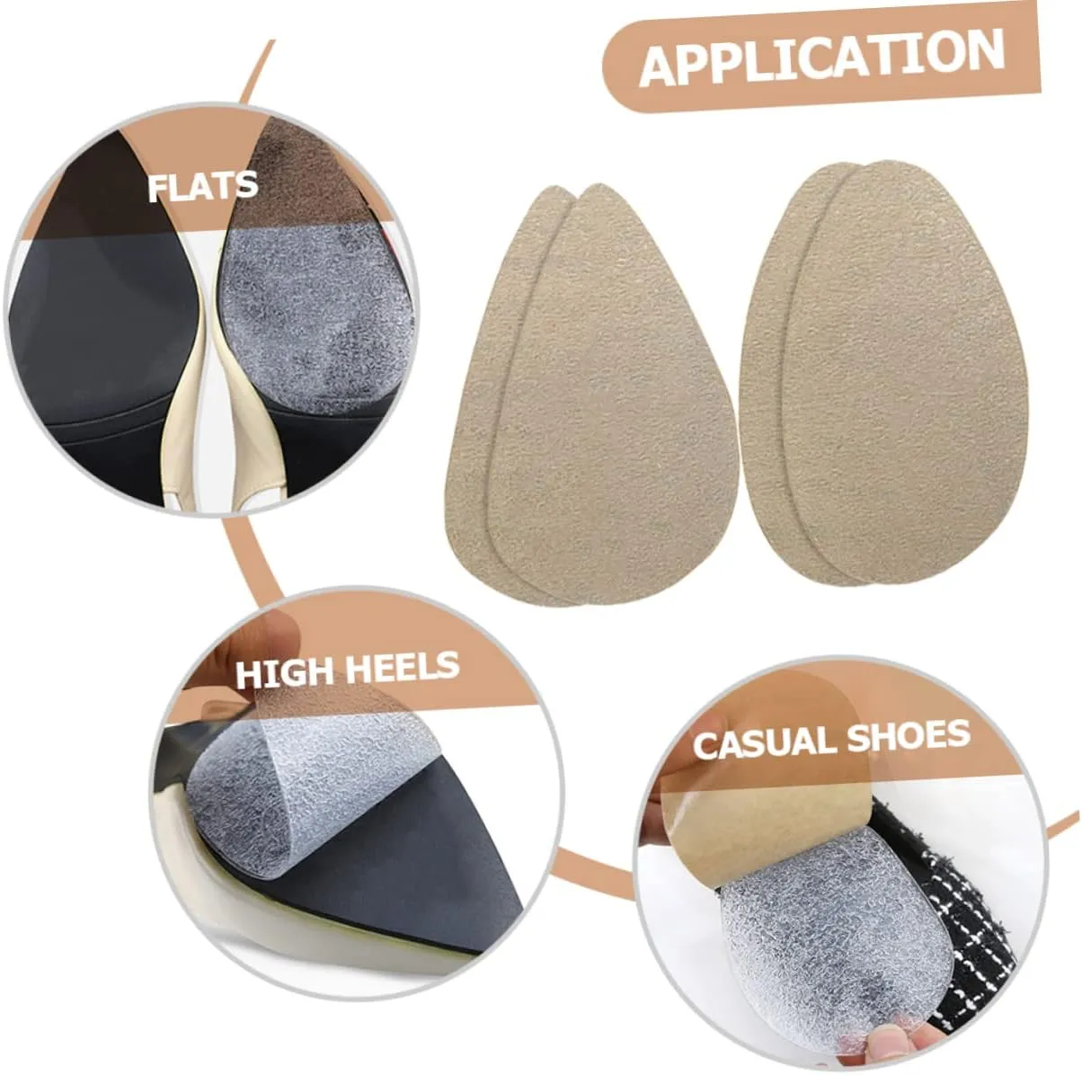 BESPORTBLE 4sets Non-Slip Shoe Stickers Self-Adhesive Heel Inserts for High Heels Anti-Slip Sole Protectors for Shoes 2pairs*4