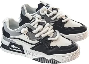Big Size Men's Fashion Streetwear Thick-Soled Skateboarding Sneakers - Comfortable Non-Slip Durable Lace-Up Design - Ideal for Outdoor Activities