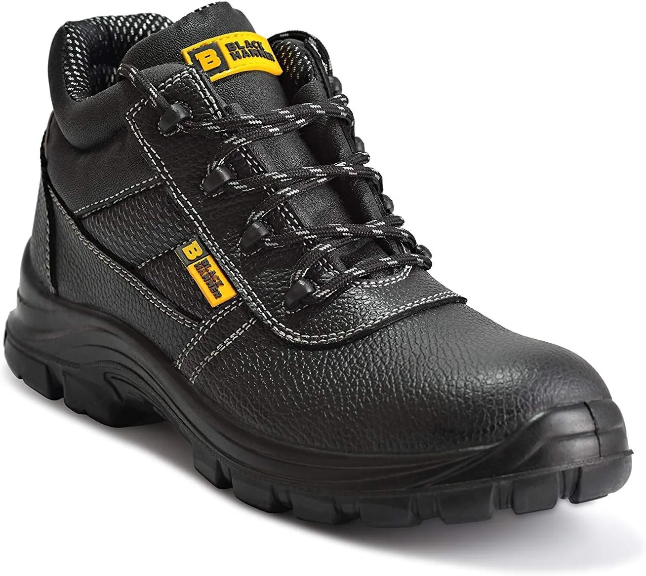 Black Hammer Mens Leather Safety Waterproof Boots S3 SRC Steel Toe Cap Work Shoes Ankle Leather 1007