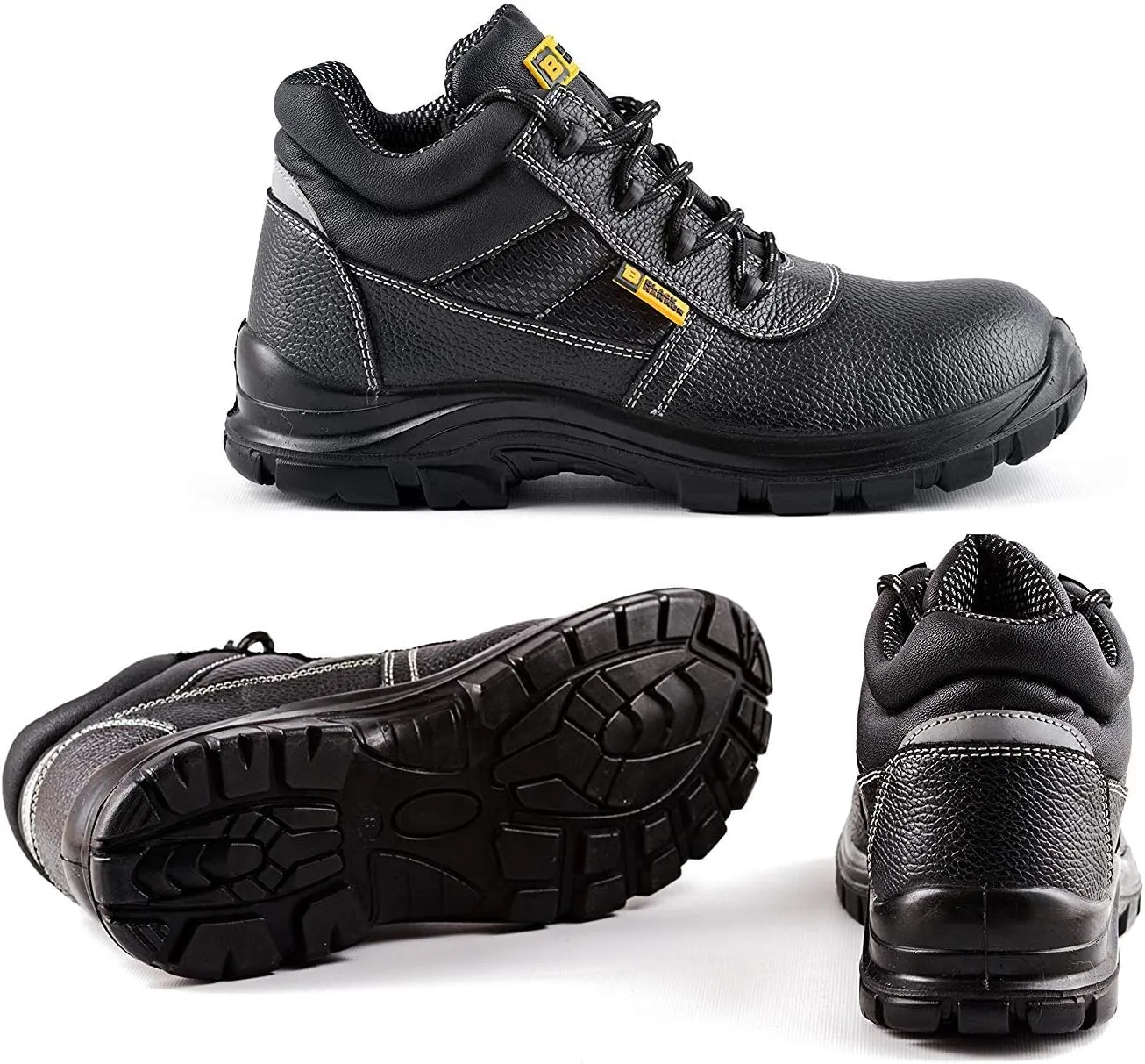 Black Hammer Mens Leather Safety Waterproof Boots S3 SRC Steel Toe Cap Work Shoes Ankle Leather 1007
