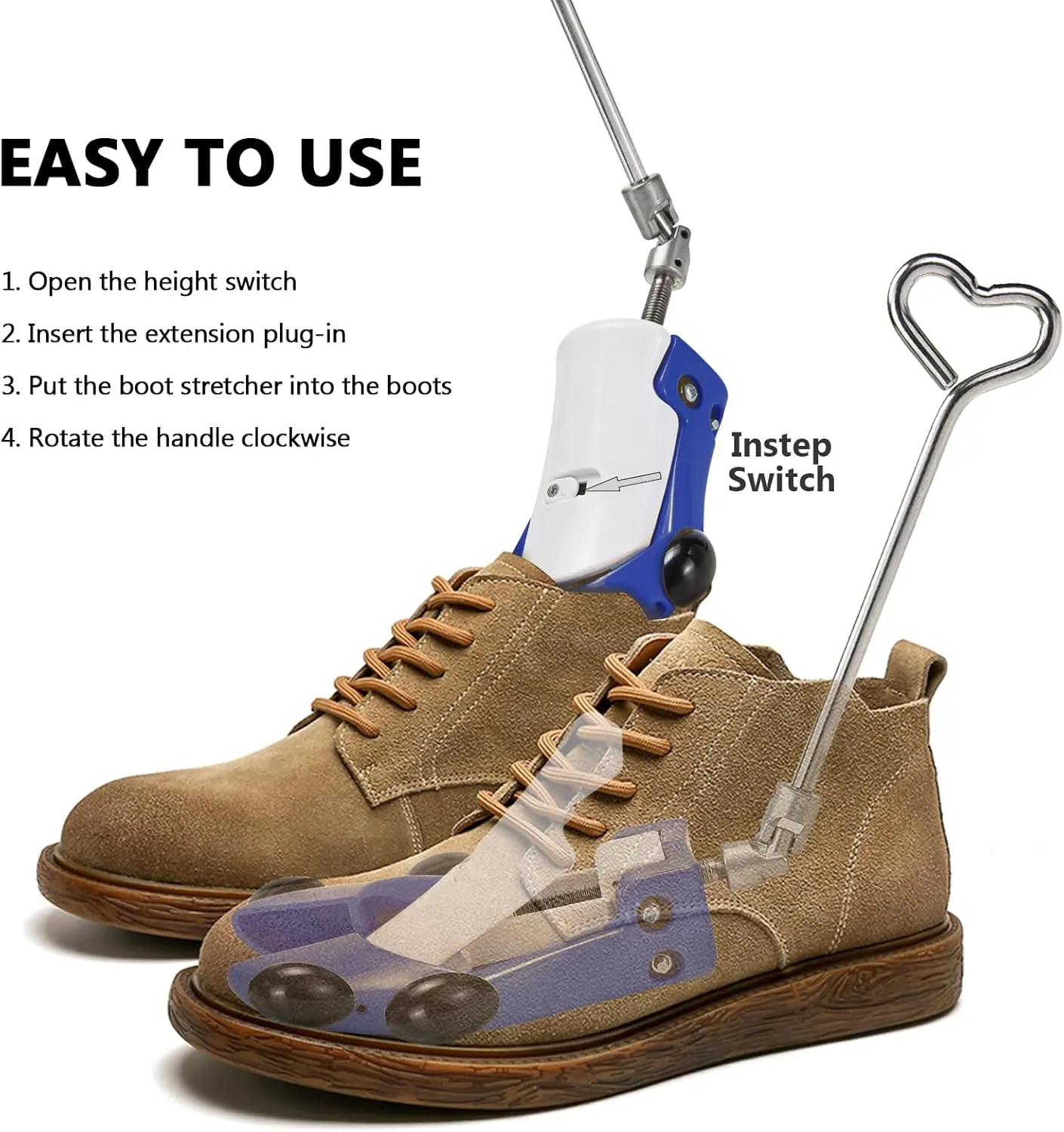 Boot Stretcher For Cowboy For Men Women,Shoe Stretcher Adjustable Shoe High Instep&Width Shoe Tree For Thick Wide Feet