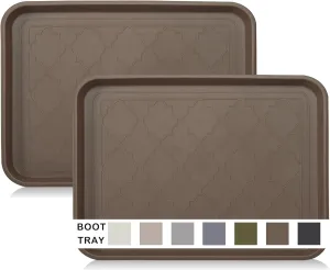 Boot Tray for Entryway Indoor, Heavy Duty 2 Packs, 16.7"x12.8" Waterproof Mat with Raised Edge, Multi-Purpose for Boots, Shoes, Garden