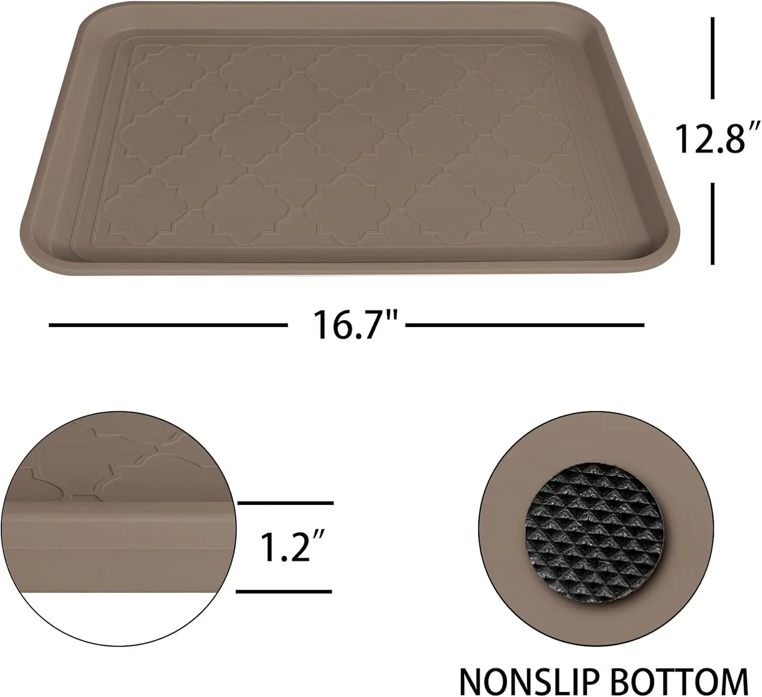 Boot Tray for Entryway Indoor, Heavy Duty 2 Packs, 16.7"x12.8" Waterproof Mat with Raised Edge, Multi-Purpose for Boots, Shoes, Garden